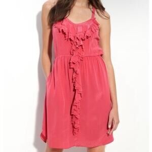 Rebecca Taylor‎ %100 Silk Summer Dress -Ruffle Pink Dress -Size 2